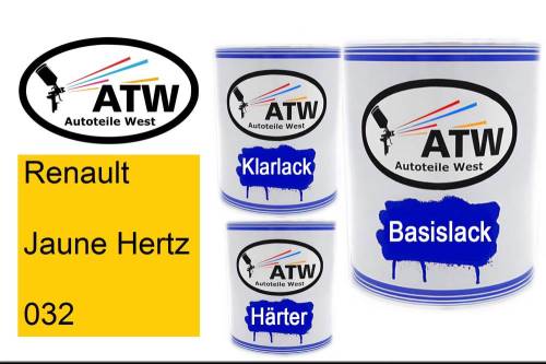 Renault, Jaune Hertz, 032: 1L Lackdose + 1L Klarlack + 500ml Härter - Set, von ATW Autoteile West.